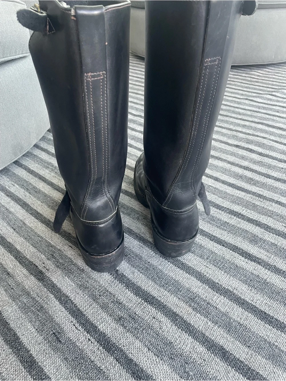 Wesco Engineer Boss 16” Black Leather motorcycle boots